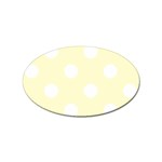 Polka Dots - White on Cream Yellow Sticker Oval (10 pack)
