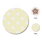Polka Dots - White on Cream Yellow Playing Cards (Round)