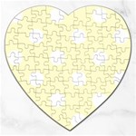 Polka Dots - White on Cream Yellow Jigsaw Puzzle (Heart)