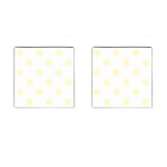 Polka Dots - Cream Yellow on White Cufflinks (Square)