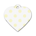 Polka Dots - Cream Yellow on White Dog Tag Heart (Two Sides)