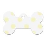 Polka Dots - Cream Yellow on White Dog Tag Bone (One Side)