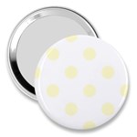 Polka Dots - Cream Yellow on White 3  Handbag Mirror