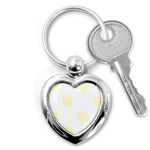 Polka Dots - Cream Yellow on White Key Chain (Heart)