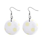Polka Dots - Cream Yellow on White 1  Button Earrings