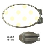 Polka Dots - Cream Yellow on White Money Clip (Oval)