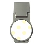 Polka Dots - Cream Yellow on White Money Clip (Round)