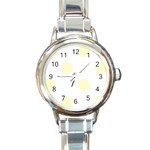 Polka Dots - Cream Yellow on White Round Italian Charm Watch