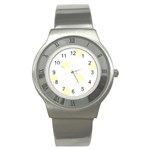 Polka Dots - Cream Yellow on White Stainless Steel Watch