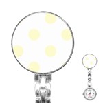 Polka Dots - Cream Yellow on White Stainless Steel Nurses Watch