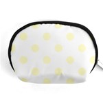 Polka Dots - Cream Yellow on White Accessory Pouch (Medium)
