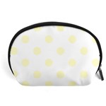 Polka Dots - Cream Yellow on White Accessory Pouch (Large)