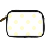 Polka Dots - Cream Yellow on White Digital Camera Leather Case