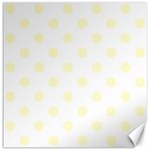 Polka Dots - Cream Yellow on White Canvas 16  x 16 