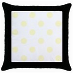 Polka Dots - Cream Yellow on White Throw Pillow Case (Black)