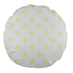 Polka Dots - Cream Yellow on White Large 18  Premium Round Cushion