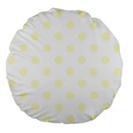Polka Dots - Cream Yellow on White Large 18  Premium Flano Round Cushion