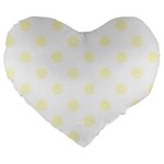Polka Dots - Cream Yellow on White Large 19  Premium Heart Shape Cushion