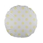 Polka Dots - Cream Yellow on White Standard 15  Premium Round Cushion