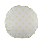 Polka Dots - Cream Yellow on White Standard 15  Premium Flano Round Cushion