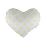 Polka Dots - Cream Yellow on White Standard 16  Premium Heart Shape Cushion