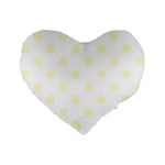 Polka Dots - Cream Yellow on White Standard 16  Premium Flano Heart Shape Cushion