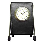 Polka Dots - Cream Yellow on White Pen Holder Desk Clock