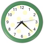 Polka Dots - Cream Yellow on White Color Wall Clock
