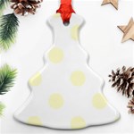 Polka Dots - Cream Yellow on White Christmas Tree Ornament (Two Sides)