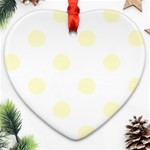 Polka Dots - Cream Yellow on White Heart Ornament (Two Sides)