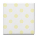 Polka Dots - Cream Yellow on White Tile Coaster
