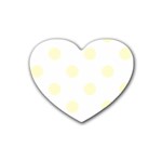 Polka Dots - Cream Yellow on White Heart Coaster (4 pack)