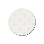 Polka Dots - Cream Yellow on White Rubber Coaster (Round)