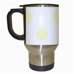 Polka Dots - Cream Yellow on White Travel Mug (White)
