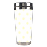 Polka Dots - Cream Yellow on White Stainless Steel Travel Tumbler