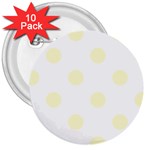 Polka Dots - Cream Yellow on White 3  Button (10 pack)