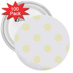 Polka Dots - Cream Yellow on White 3  Button (100 pack)