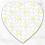 Polka Dots - Cream Yellow on White Jigsaw Puzzle (Heart)