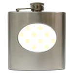 Polka Dots - Cream Yellow on White Hip Flask (6 oz)