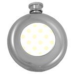 Polka Dots - Cream Yellow on White Hip Flask (5 oz)