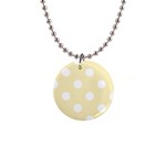 Polka Dots - White on Blond Yellow 1  Button Necklace
