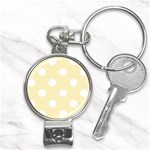 Polka Dots - White on Blond Yellow Nail Clippers Key Chain