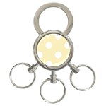 Polka Dots - White on Blond Yellow 3-Ring Key Chain