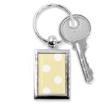Polka Dots - White on Blond Yellow Key Chain (Rectangle)
