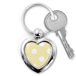 Polka Dots - White on Blond Yellow Key Chain (Heart)