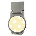 Polka Dots - White on Blond Yellow Money Clip (Round)