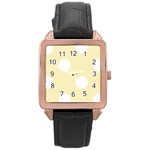 Polka Dots - White on Blond Yellow Rose Gold Leather Watch