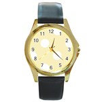 Polka Dots - White on Blond Yellow Round Gold Metal Watch