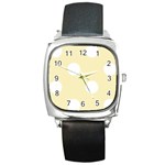 Polka Dots - White on Blond Yellow Square Metal Watch