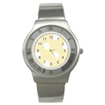 Polka Dots - White on Blond Yellow Stainless Steel Watch